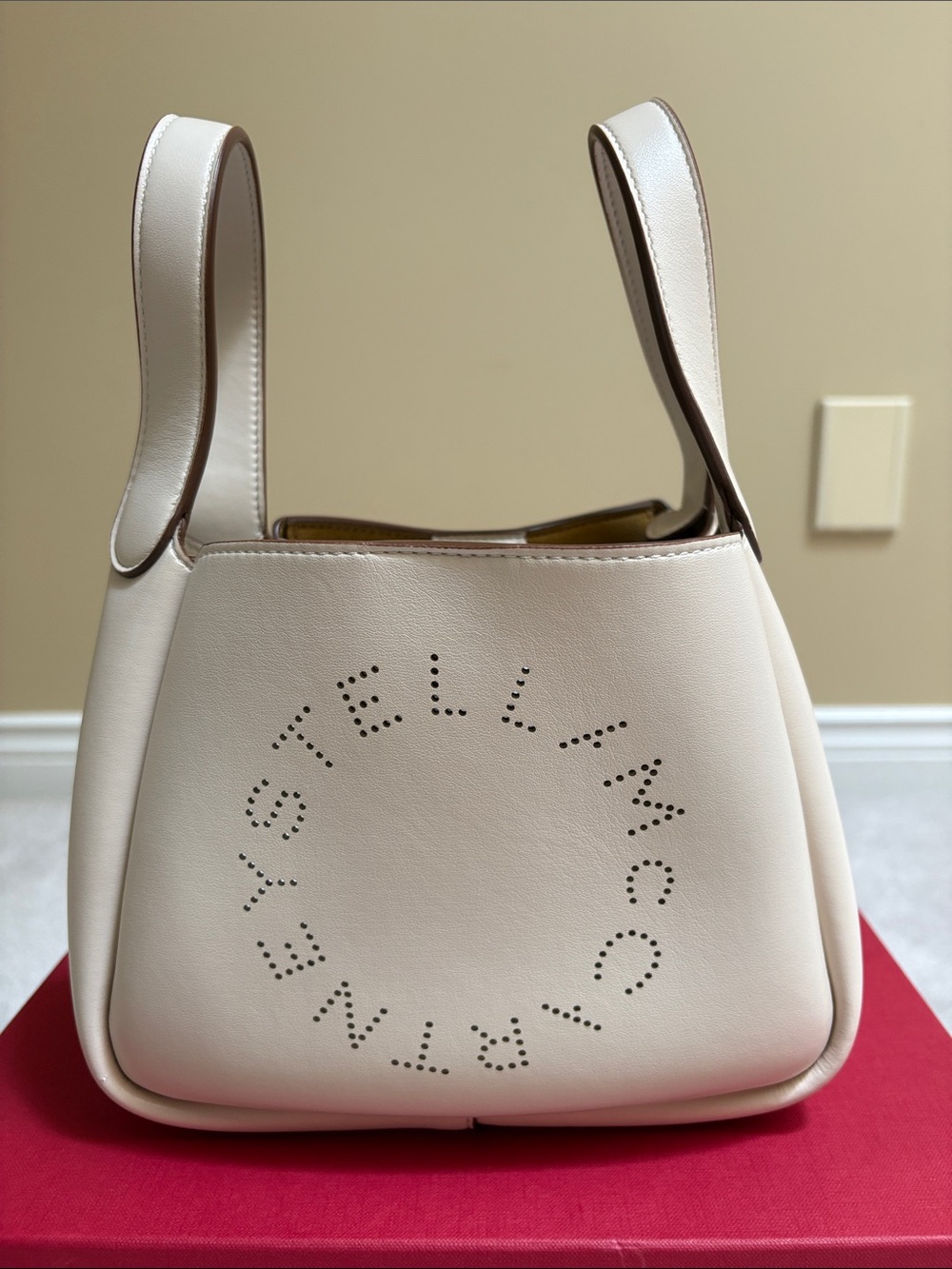 Stella McCartney Cream Perforated Logo Shoulder Bag
